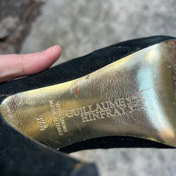 Guillaume Hinfray black and  gold peep toe heel, size 37.5 - Picture 15 of 16